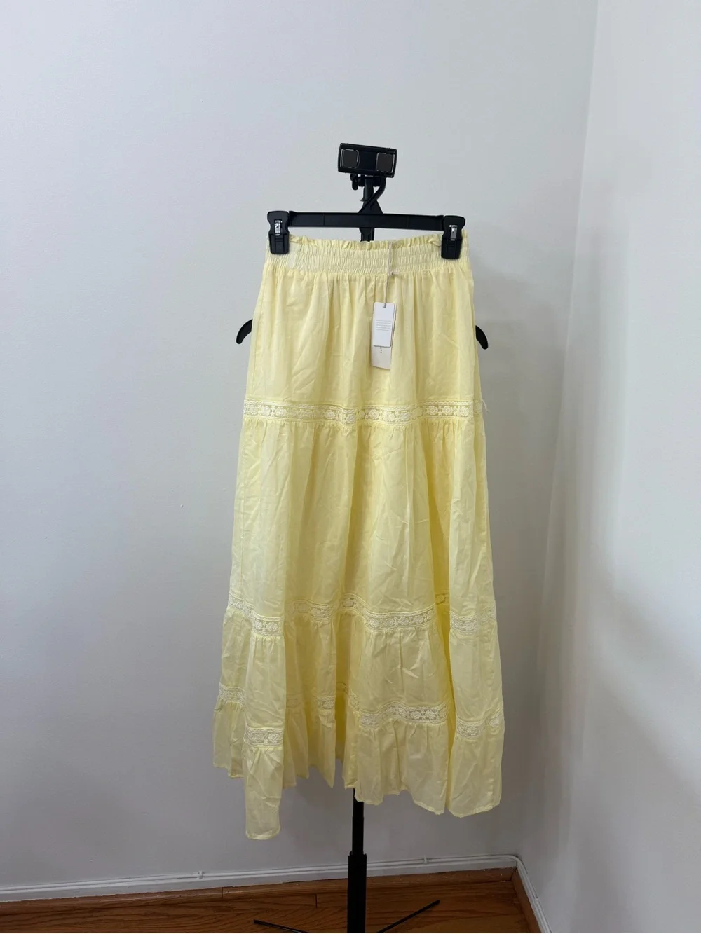 Altar'd State Pale Yellow Tiered Maxi Skirt - Picture 4 of 6